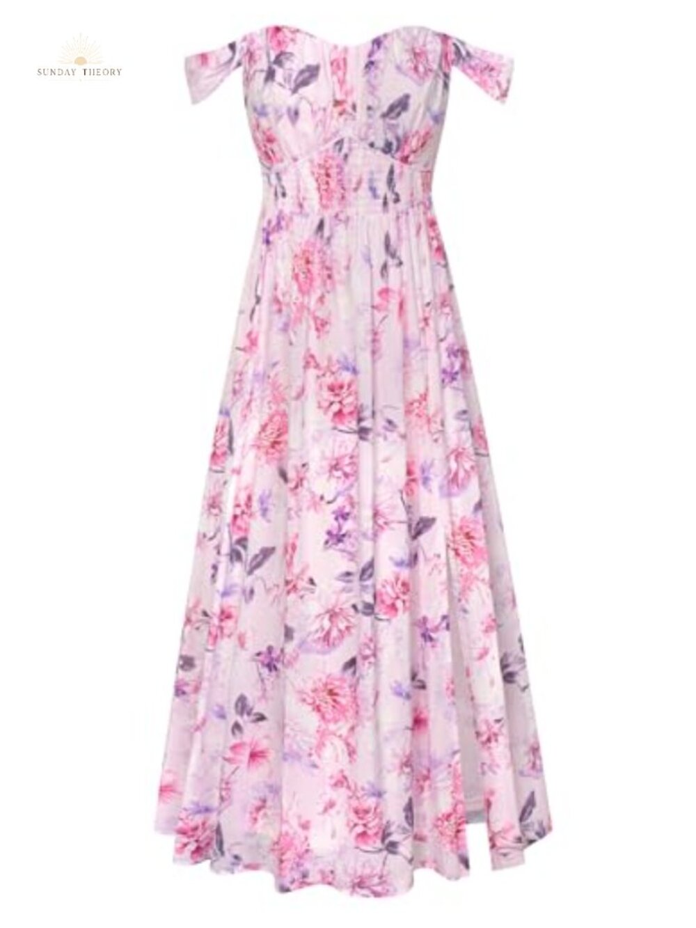 Off Shoulder Flowy A-Line Maxi Dress with Pockets for Wedding Guest